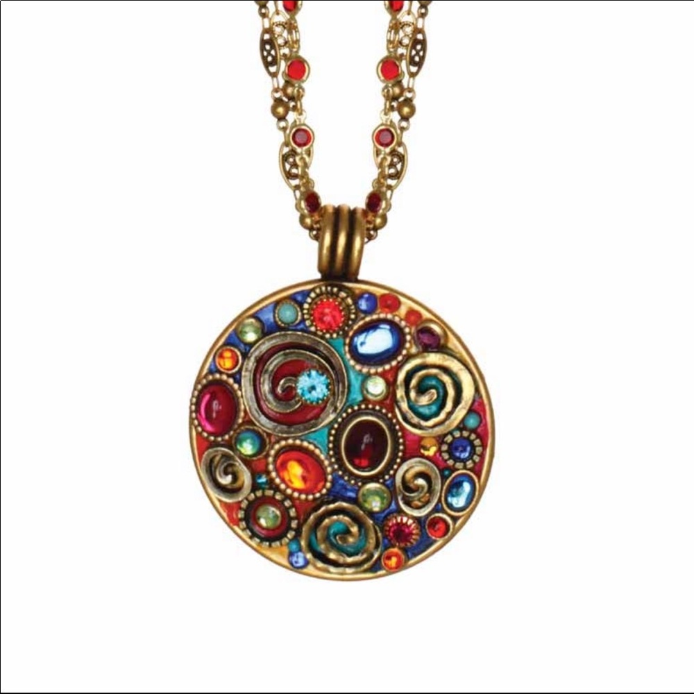 Round Mosaic Swirl Necklace